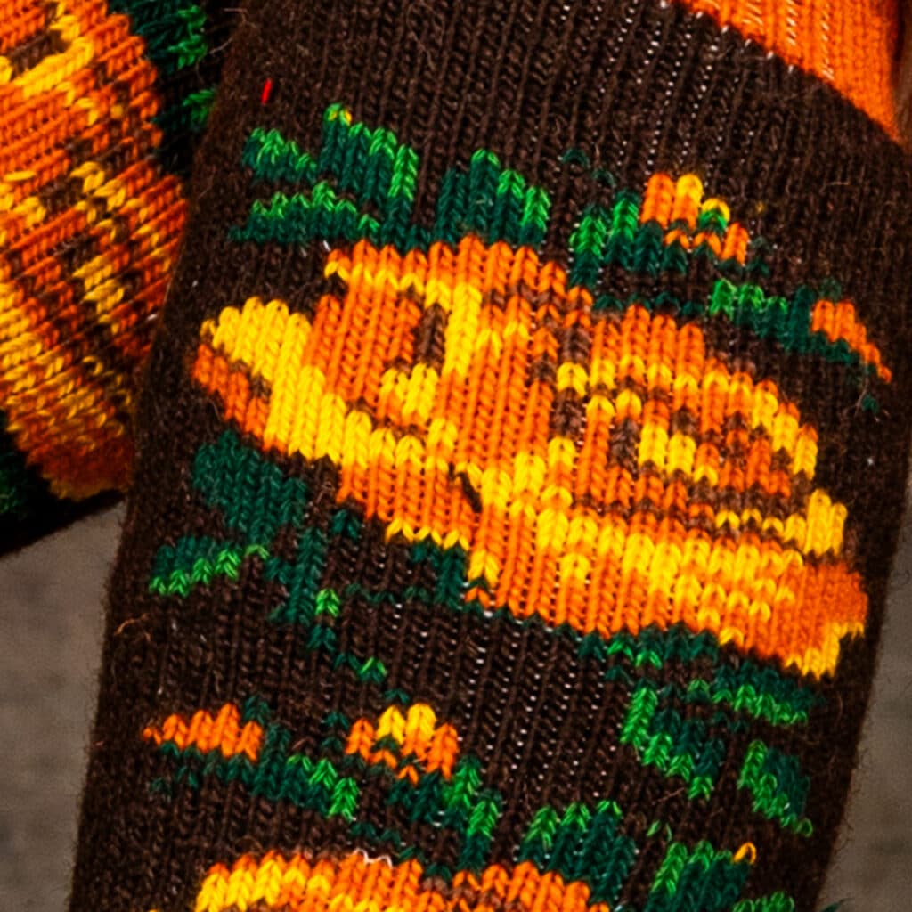 Chaussettes chaudes en laine, en marron foncé, orange et vert foncé !